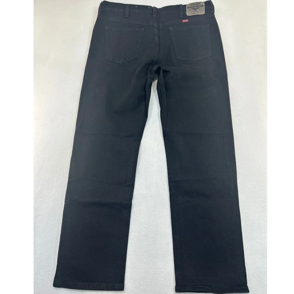 Wrangler Regular Fit Black Straight Leg Flex Jeans 36x30 109TRGFCB Mens